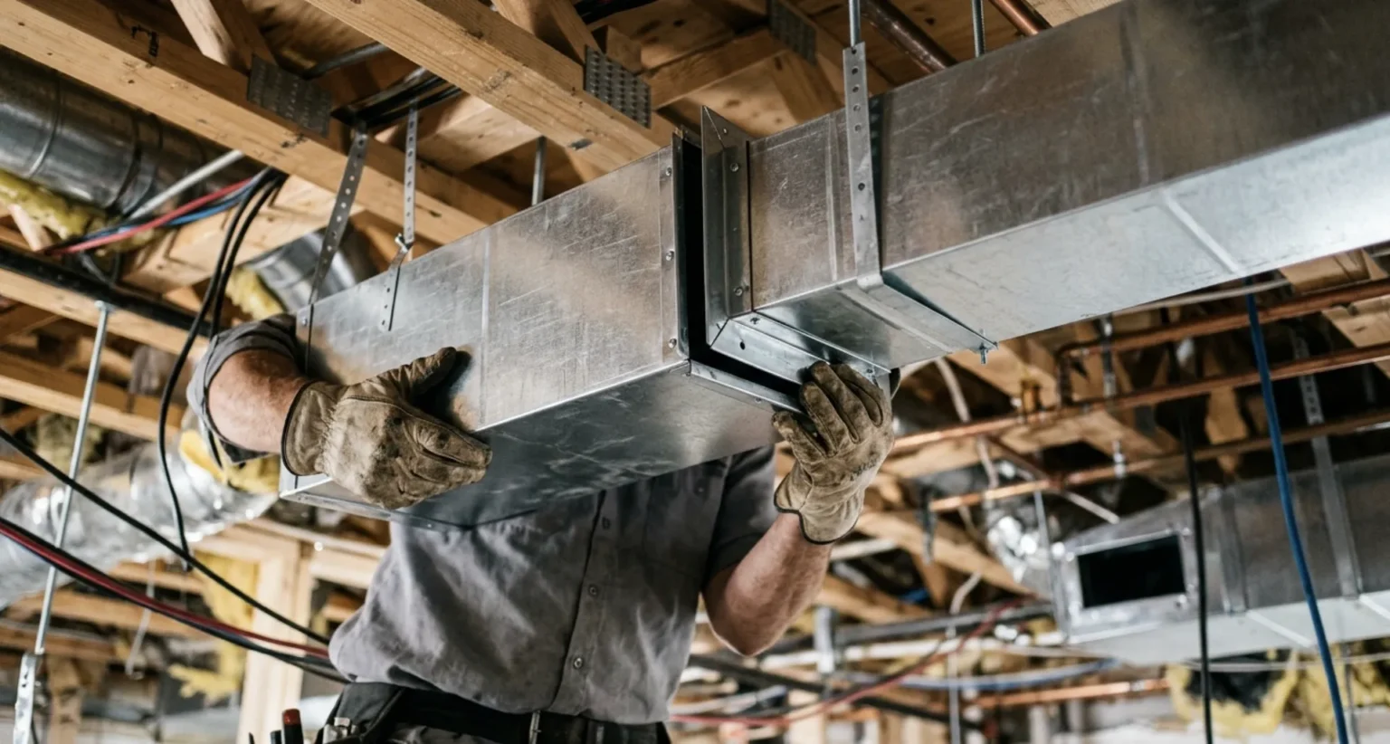 Sheet-metal HVAC ductwork installation