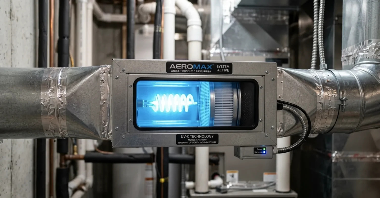 UV air-purification lamp installed in an HVAC system