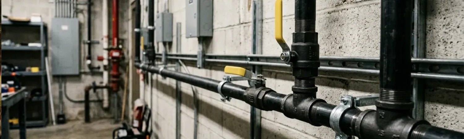 Technician installing a residential gas line
