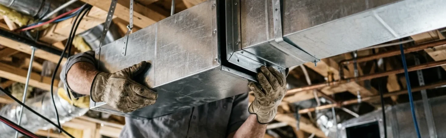 Sheet-metal HVAC ductwork installation