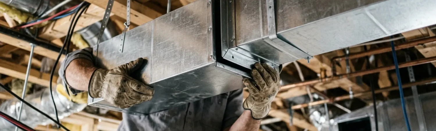 Sheet-metal HVAC ductwork installation
